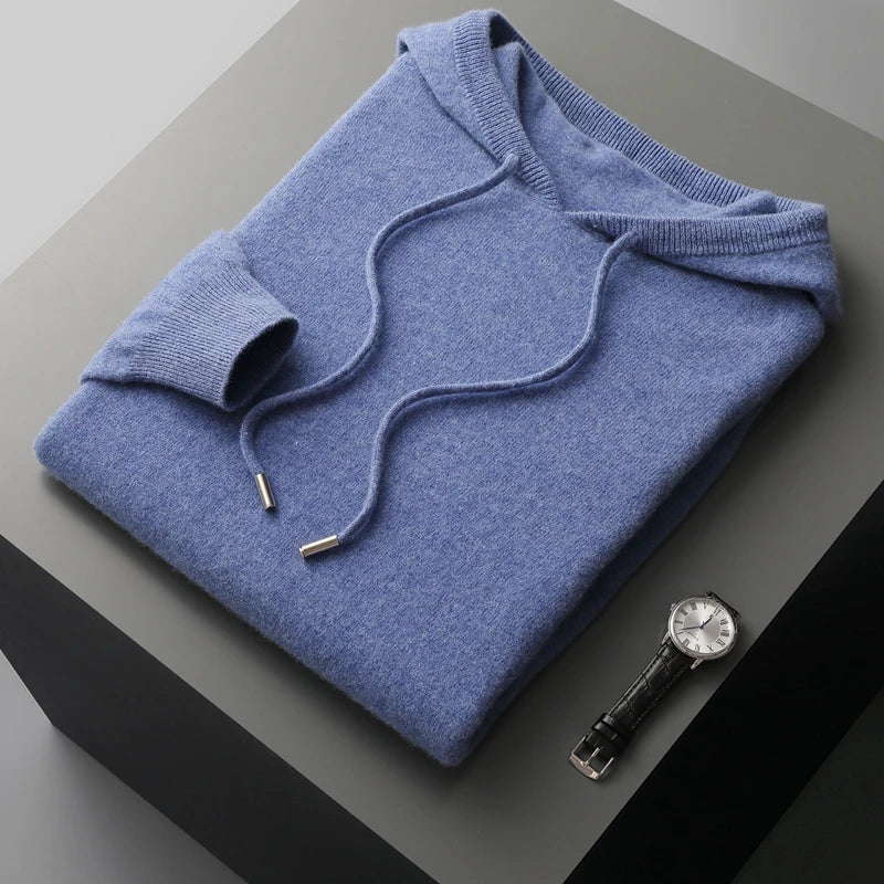 Elegante felpa con cappuccio in lana australiana