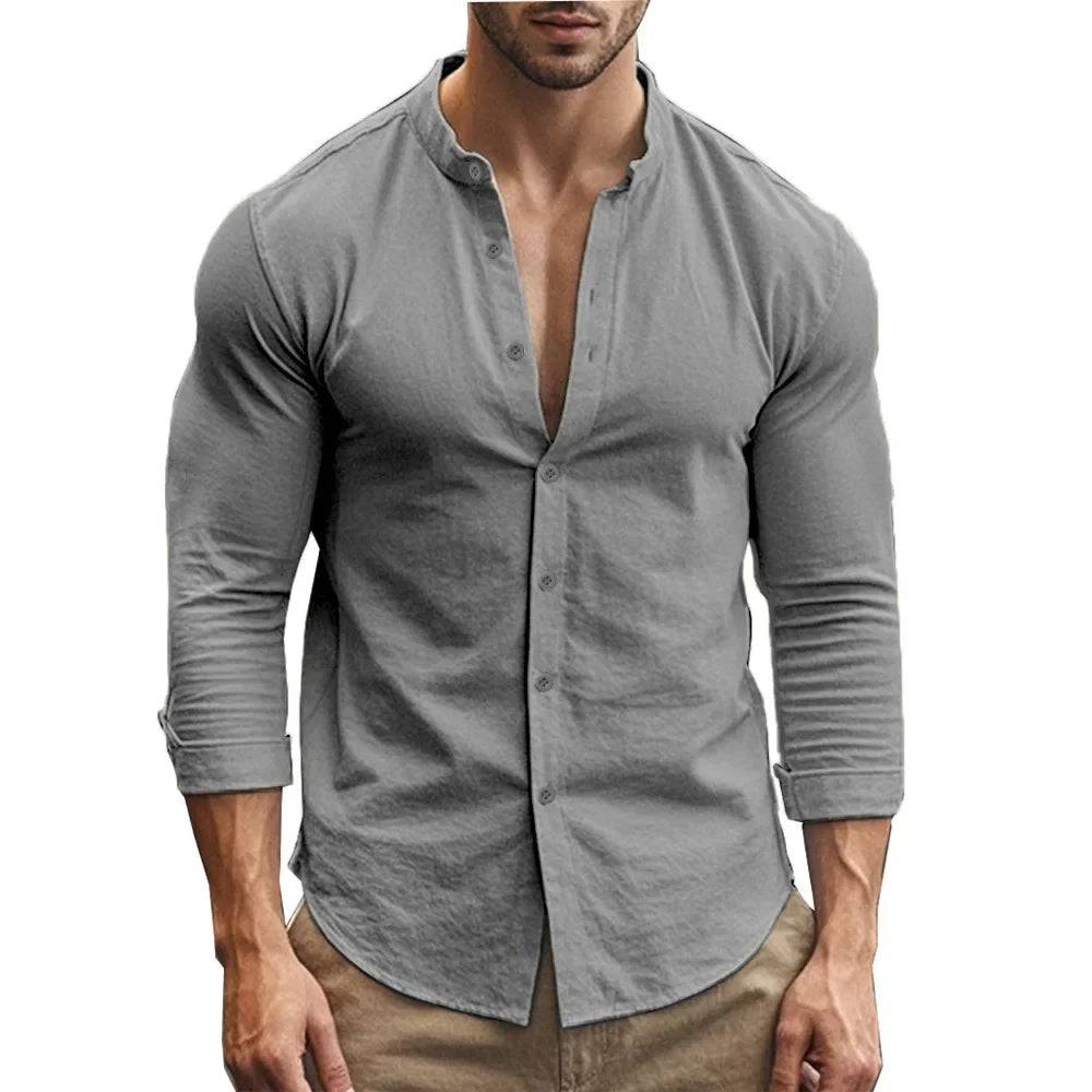 Camicia estiva casual in cotone e lino