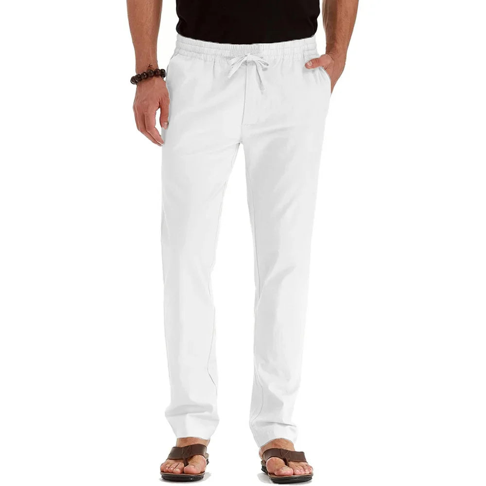 Pantaloni in cotone e lino
