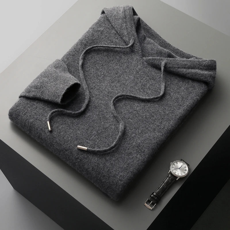 Elegante felpa con cappuccio in lana australiana