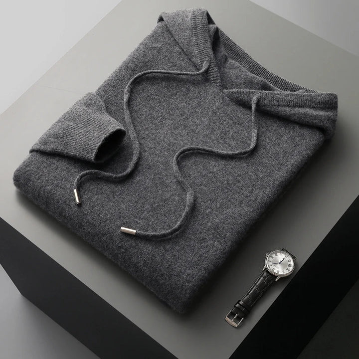 Elegante felpa con cappuccio in lana australiana