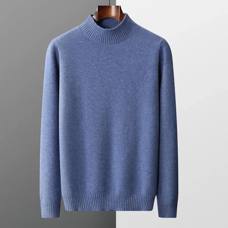 Elegante maglione a collo alto in lana merino