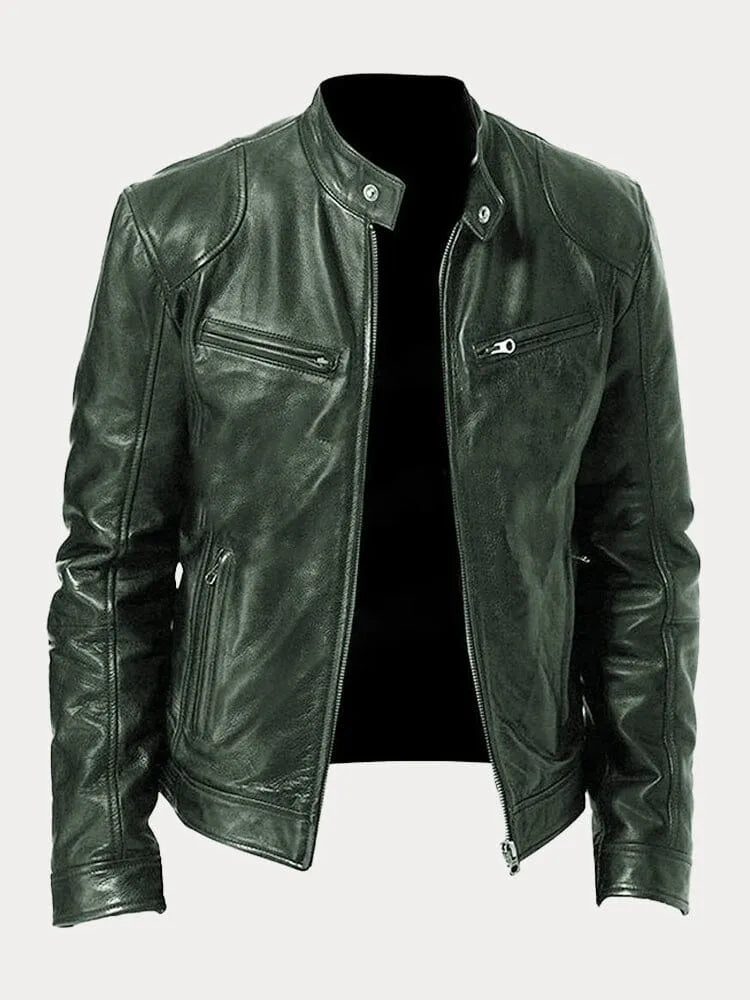 Enzo | Giacca in vera pelle nera – stile classico motociclista