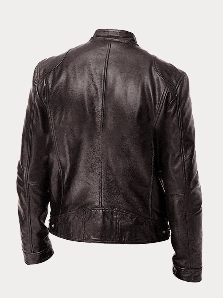 Enzo | Giacca in vera pelle nera – stile classico motociclista