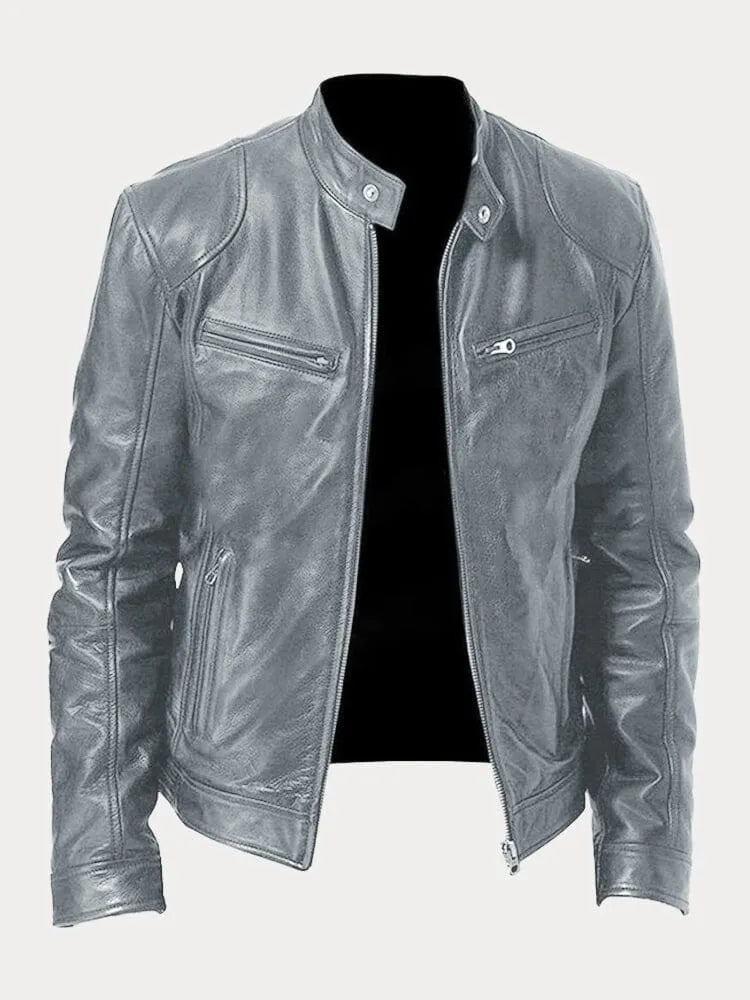 Enzo | Giacca in vera pelle nera – stile classico motociclista