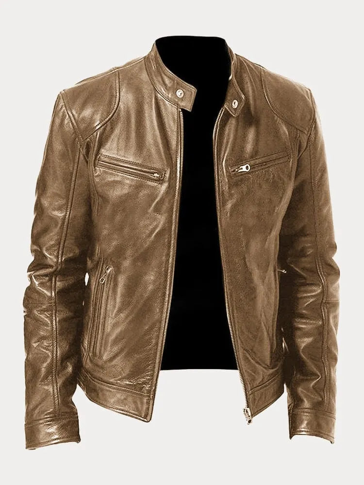Enzo | Giacca in vera pelle nera – stile classico motociclista