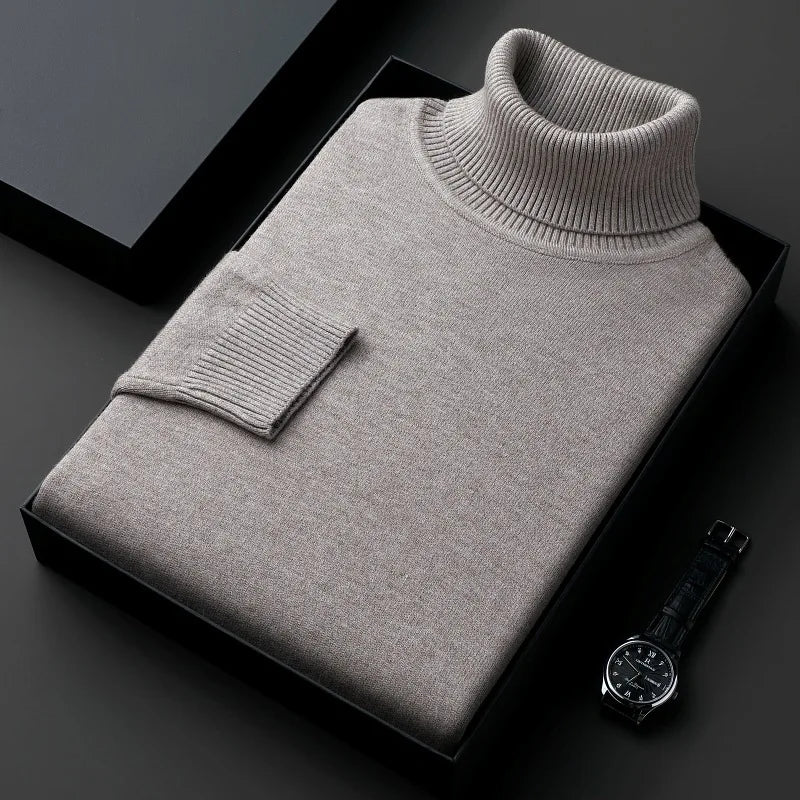 Maglione casual in lana con collo alto