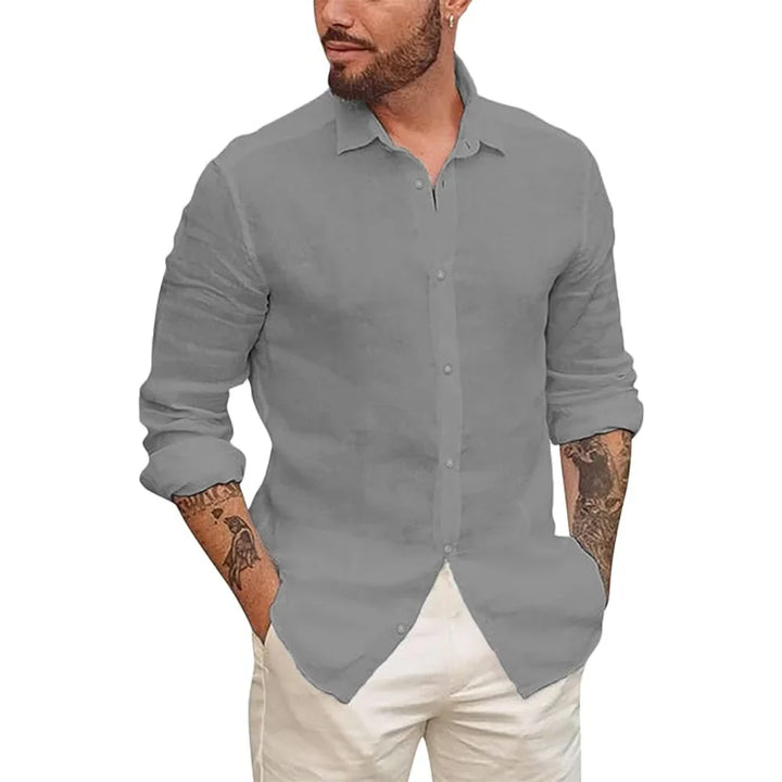 Camicia hawaiana in cotone e lino