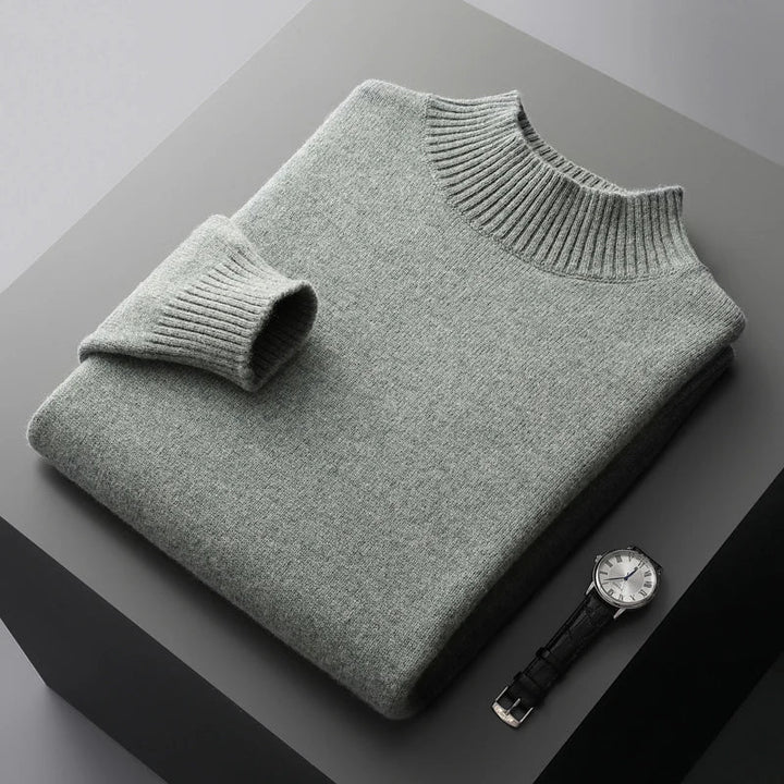 Elegante maglione a collo alto in lana merino