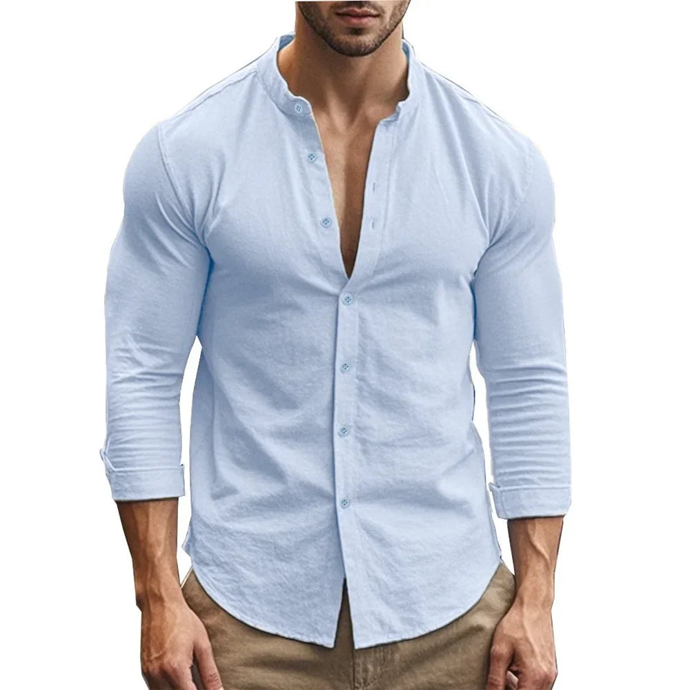 Camicia estiva casual in cotone e lino