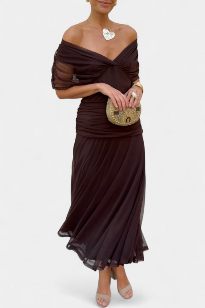 Flora™ - Long Floral V Neck Dress