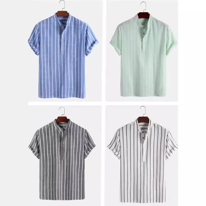 Camicia elegante a righe a maniche corte