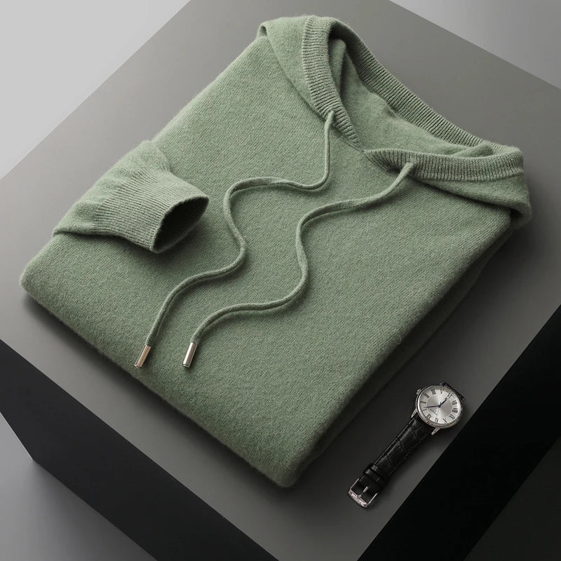 Elegante felpa con cappuccio in lana australiana