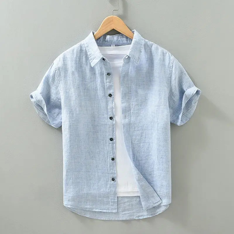 Camicia di lino a maniche corte
