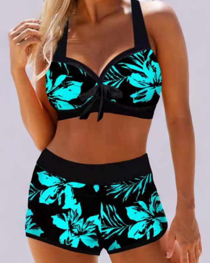 Sherrie - Costume da bagno a vita alta con stampa floreale
