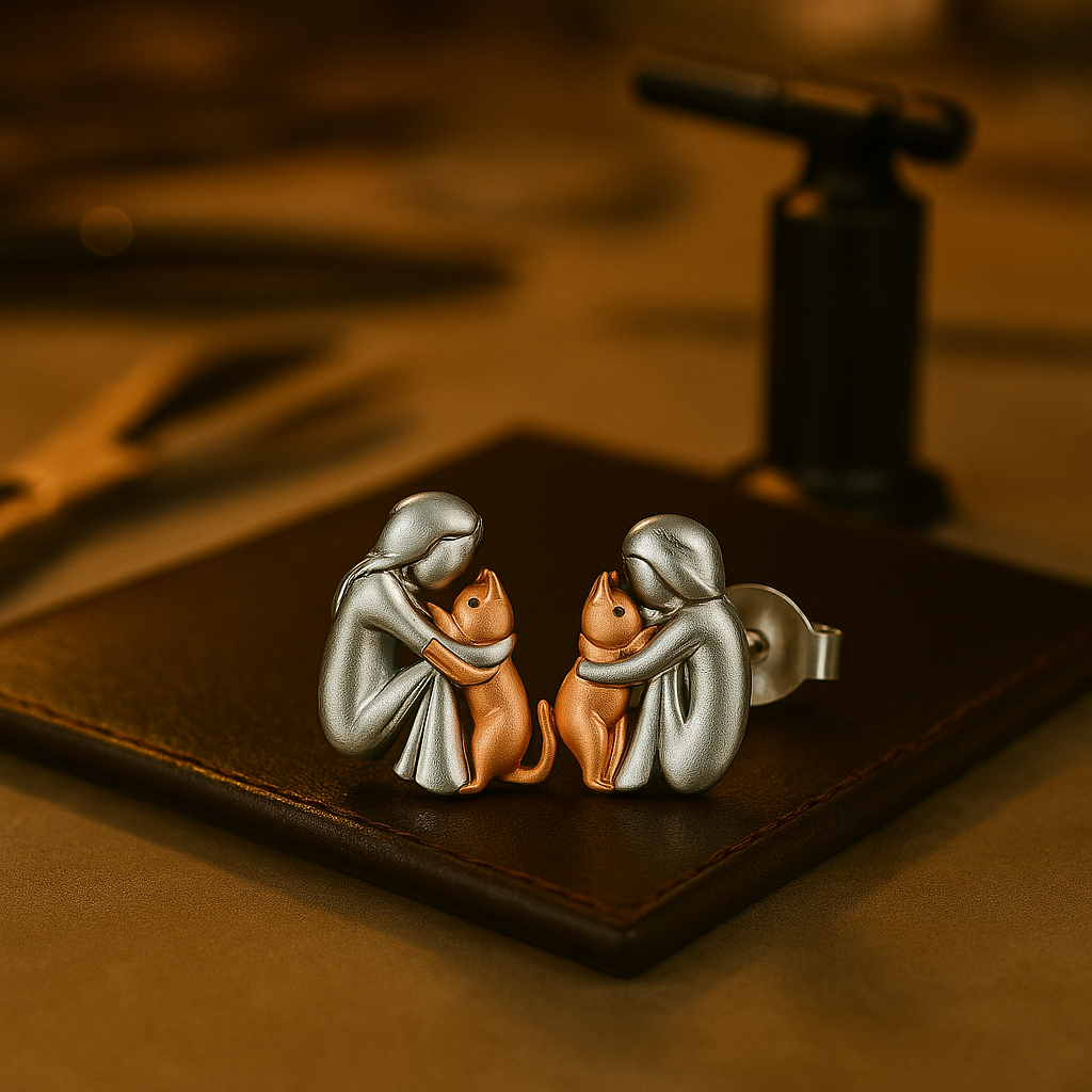 Aria & Lily | Orecchini Abbraccio con Gatto
