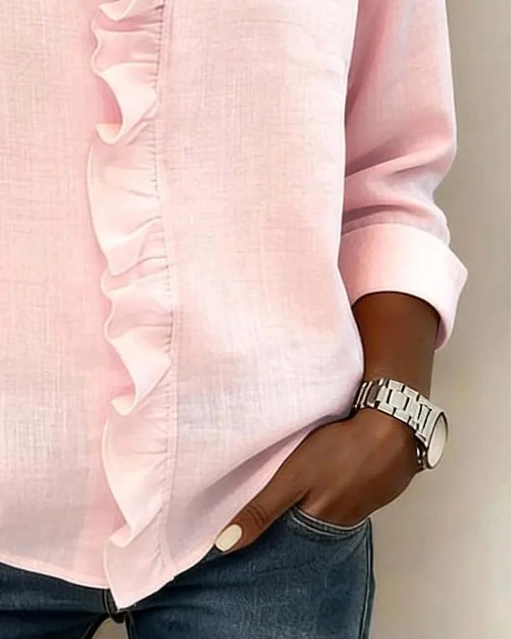 Chiara | Blusa con scollo a V e volant delicati