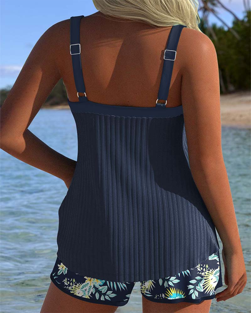 Laluna® | Tankini a righe con mutandine da spiaggia a due pezzi