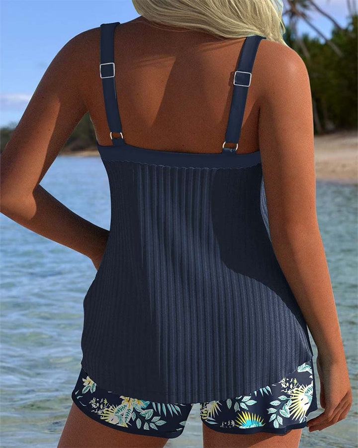 Laluna® | Tankini a righe con mutandine da spiaggia a due pezzi