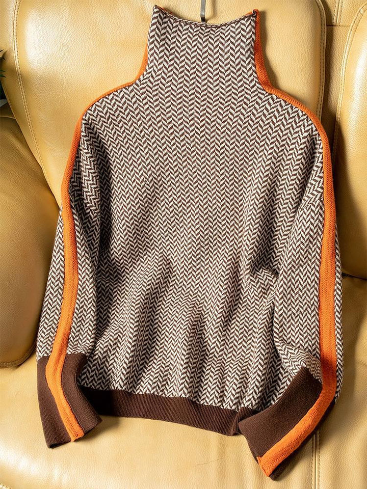 Vera | Maglione a Collo Alto con Strisce a Contrasto