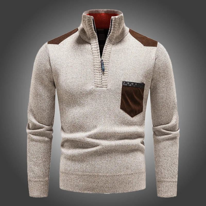 Maglione con zip in lana
