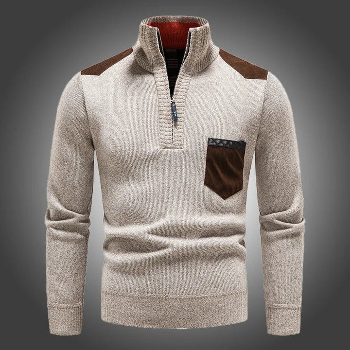Maglione con zip in lana