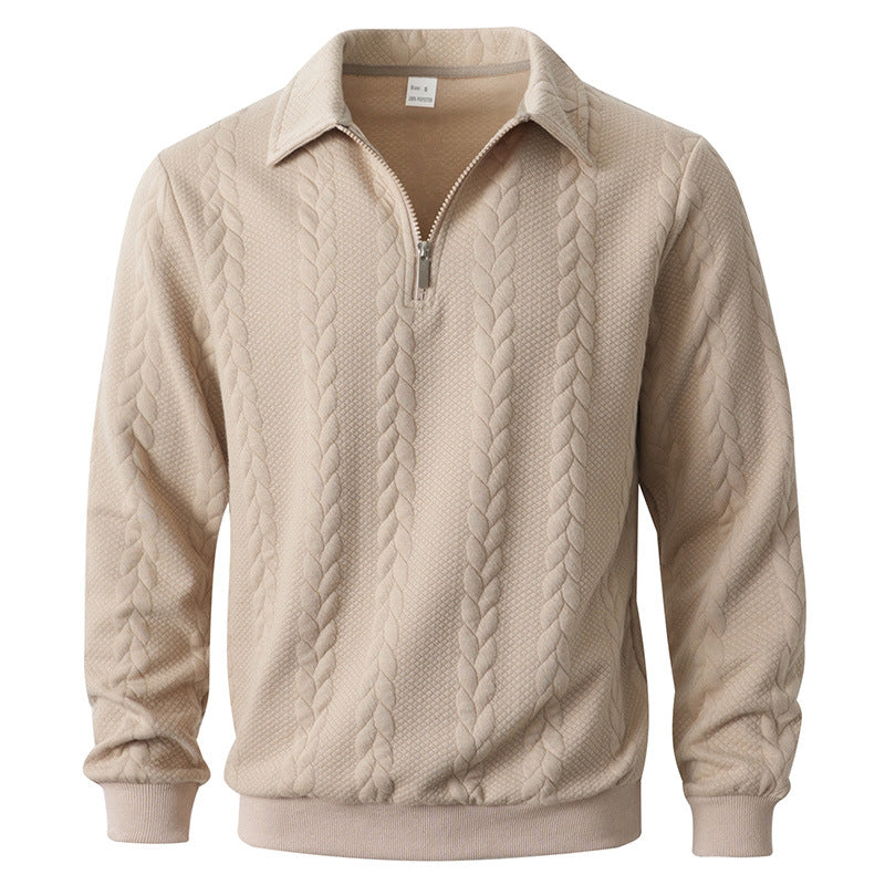 Elegante maglione con zip e motivo decorativo