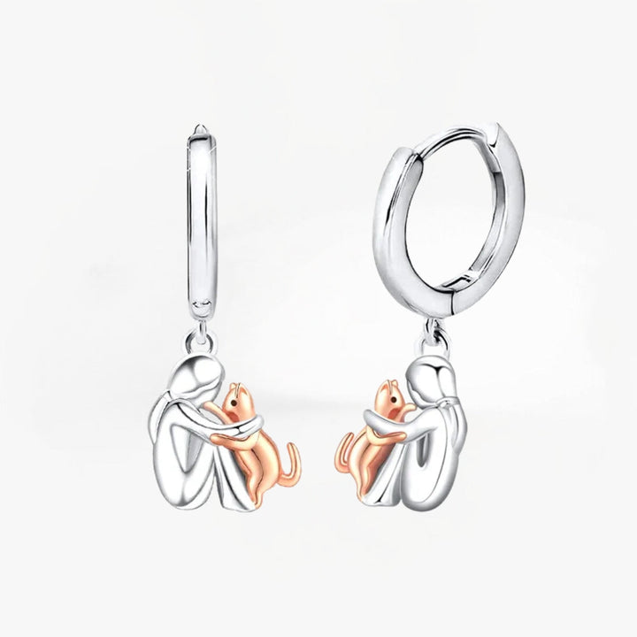 Aria & Lily | Orecchini Abbraccio con Gatto (Chiusura Tonda)