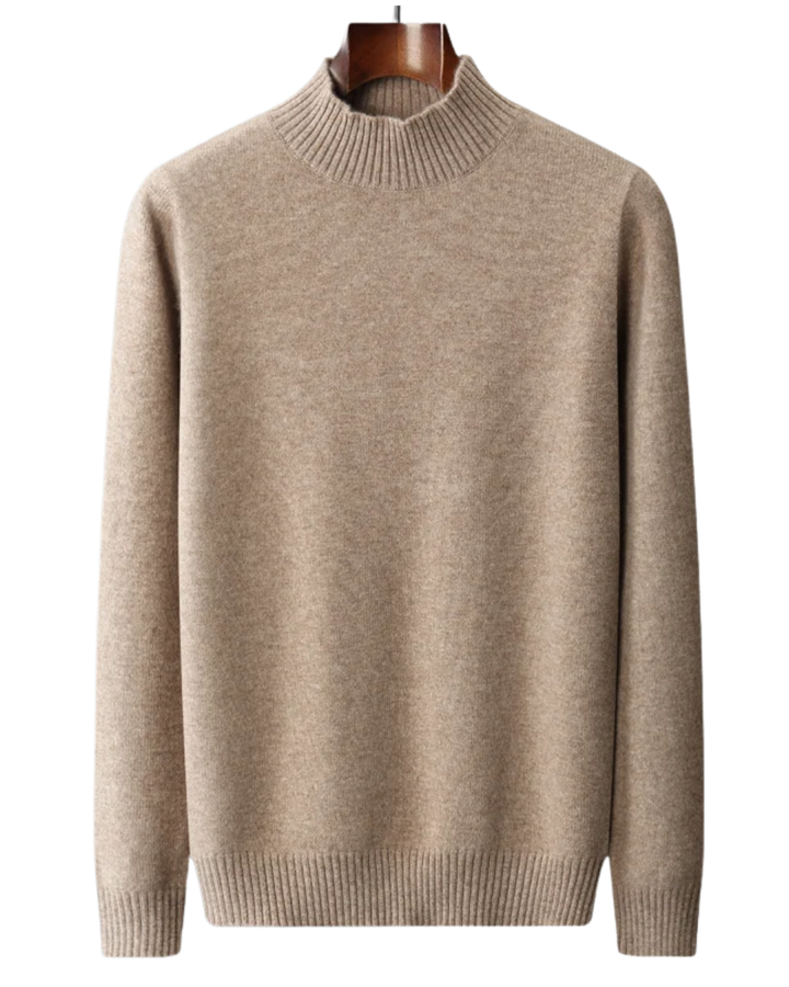 Elegante maglione a collo alto in lana merino