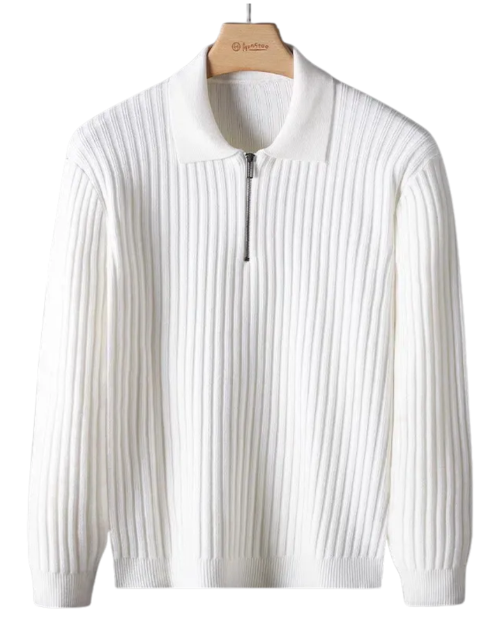 Elegante maglione con zip e motivo a righe