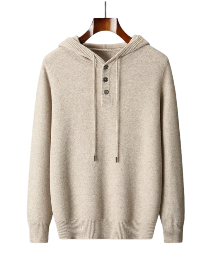 Elegante felpa con cappuccio in lana merino