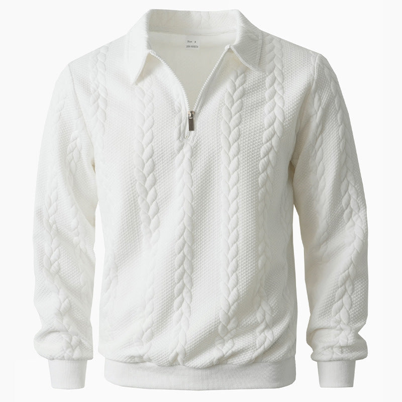 Elegante maglione con zip e motivo decorativo